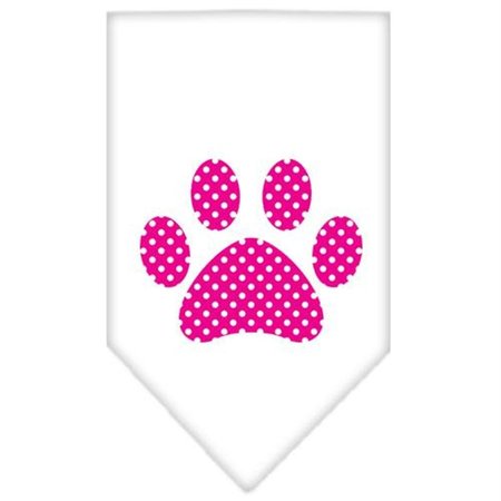 UNCONDITIONAL LOVE Pink Swiss Dot Paw Screen Print Bandana White Small UN797482